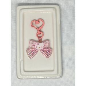 New! Hello Kitty Quicksand Glitter Bag Clip Key Ring Bag Charm w/Painted Clip